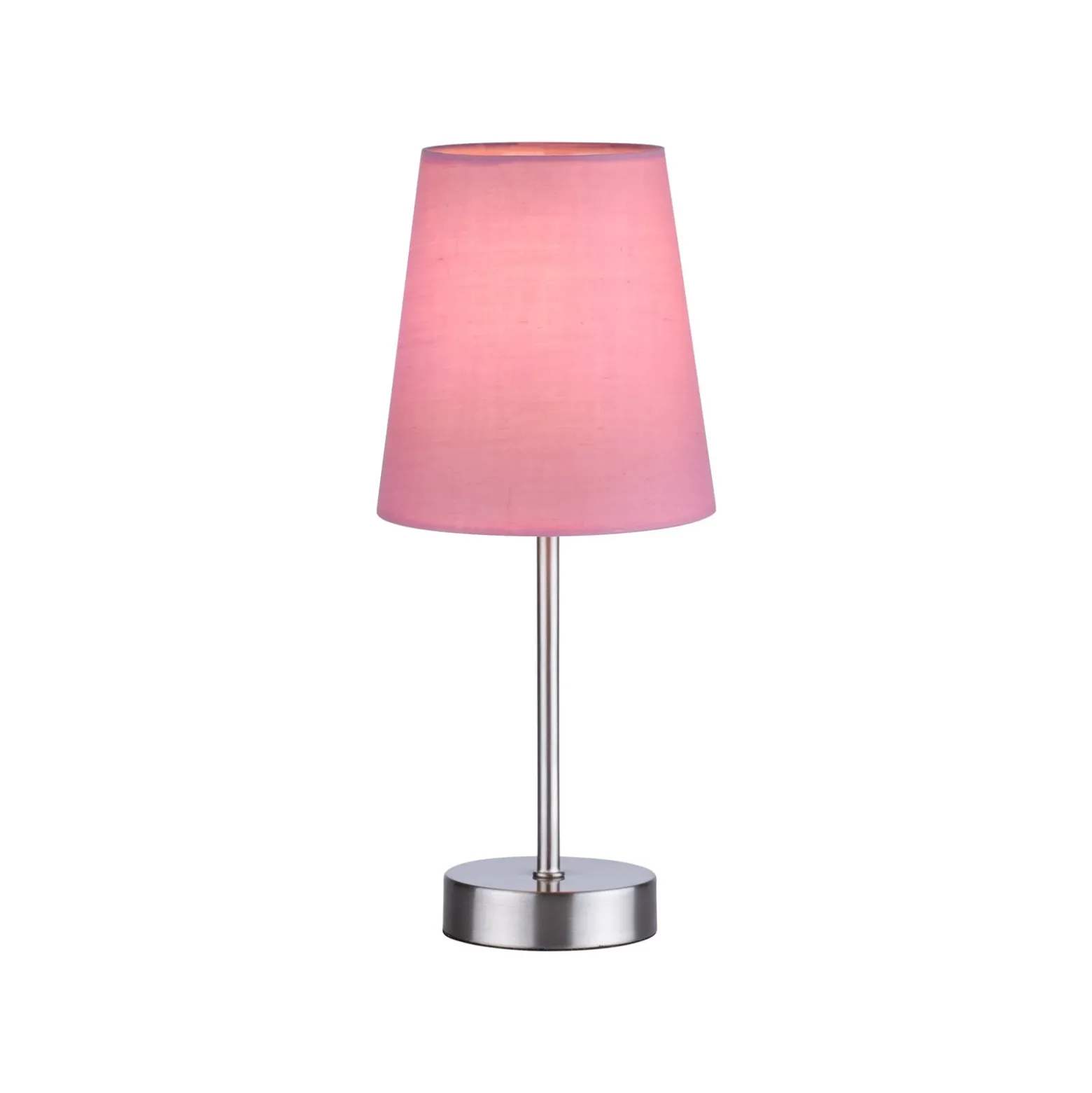 Lámpara de mesa Heinrich con pantalla de tela rosa
