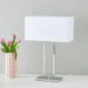 Lámpara de mesa Helestra Enna 2, 53 cm de altura, E14, blanca, textil