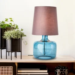 Lámpara de mesa Hydra altura 57cm topo/azul oscuro