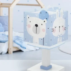 Lámpara de mesa infantil Baby Jungle, azul, G4, ancho 14 cm