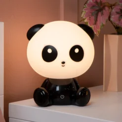 Lámpara de mesa infantil Dodo Panda, blanco/negro, atenuable, ABS
