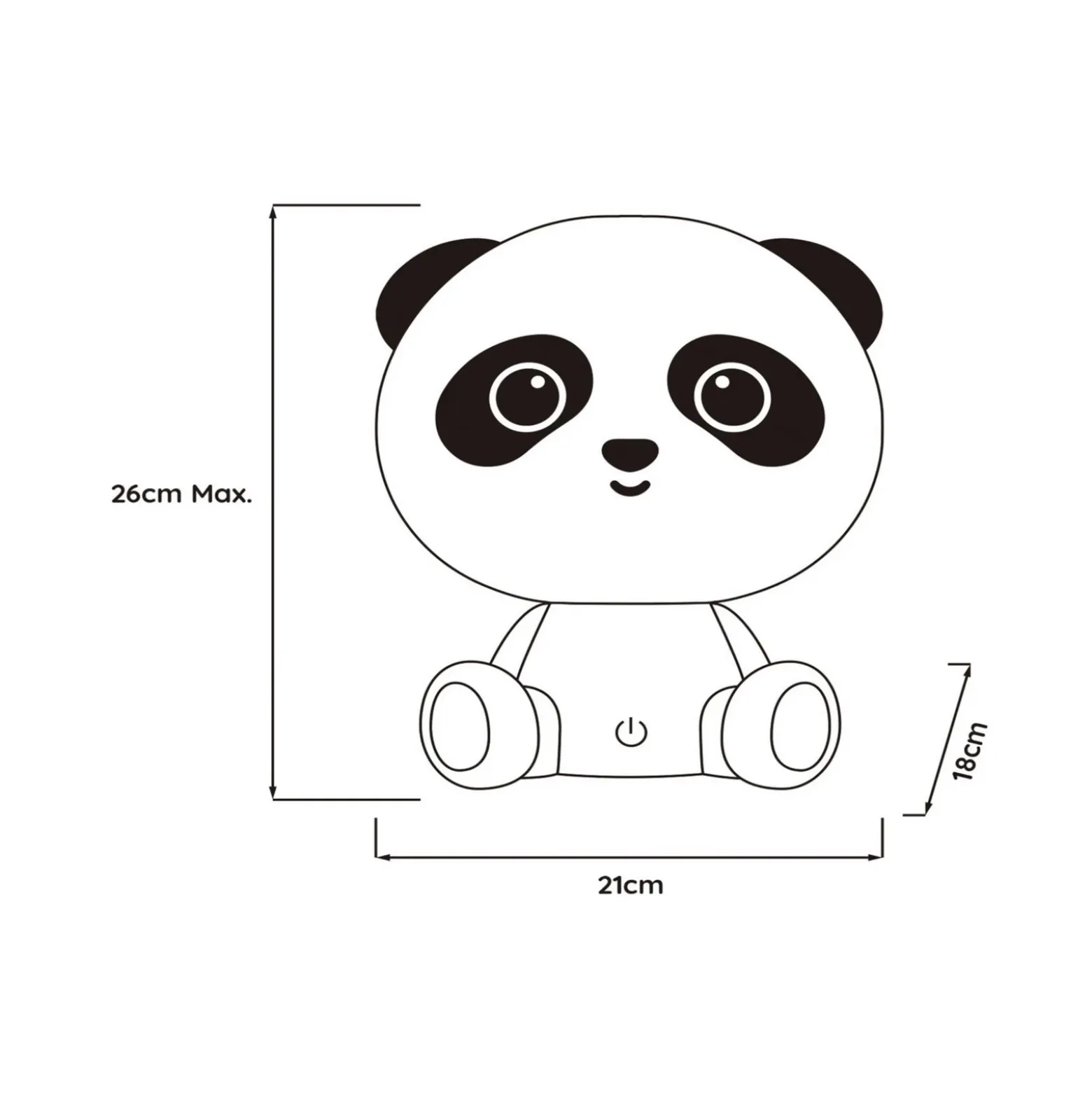 Lámpara de mesa infantil Dodo Panda, blanco/negro, atenuable, ABS