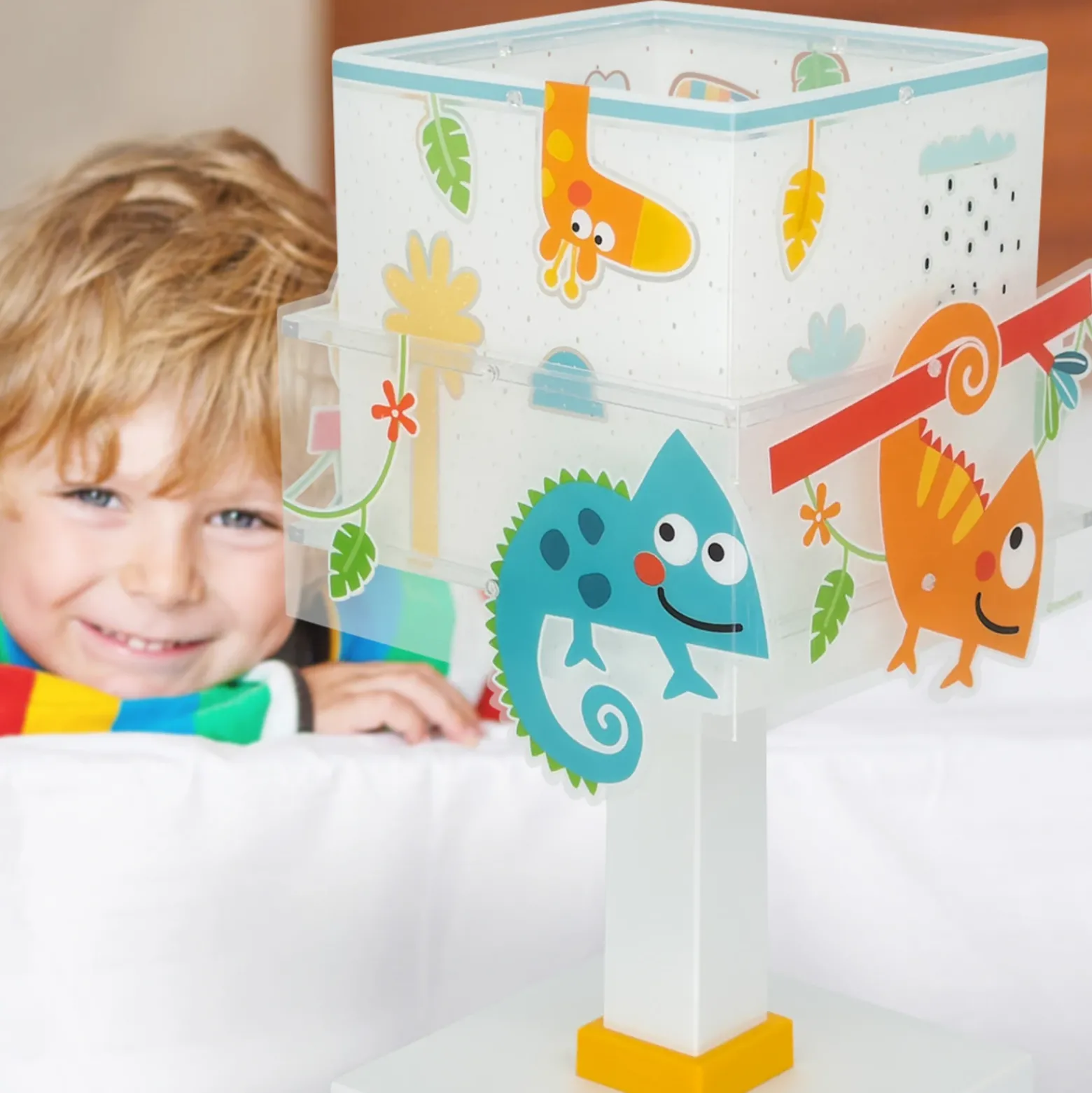 Lámpara de mesa infantil Happy Jungle, G4, ancho 14 cm