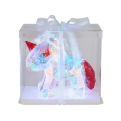 Lámpara de mesa infantil LED Brondar unicornio, roja, altura 26 cm