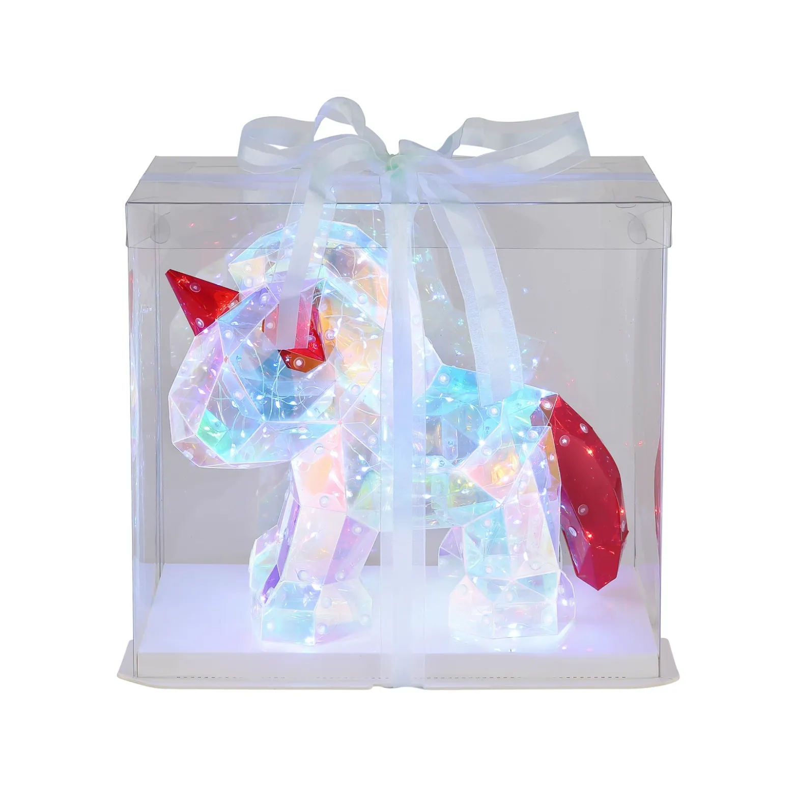 Lámpara de mesa infantil LED Brondar unicornio, roja, altura 26 cm