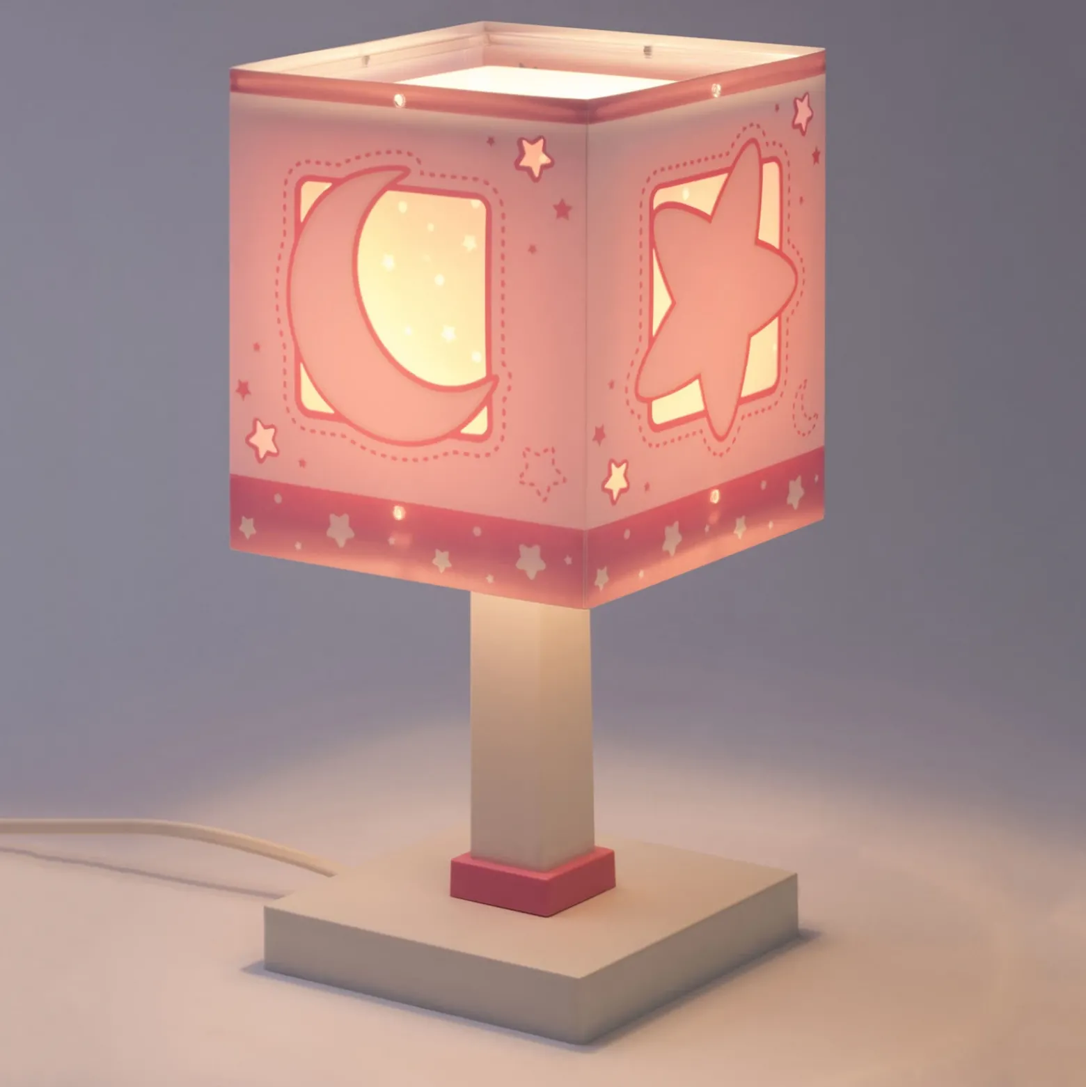 Lámpara de mesa infantil Moonlight Pink, G4, ancho 14 cm
