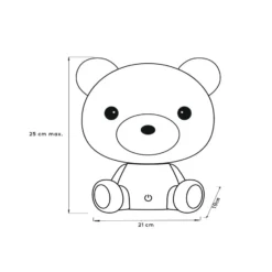 Lámpara de mesa infantil Oso Dodo, blanca, atenuable, ABS