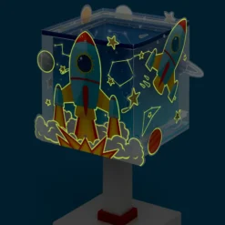 Lámpara de mesa infantil Rocket, G4, ancho 14 cm
