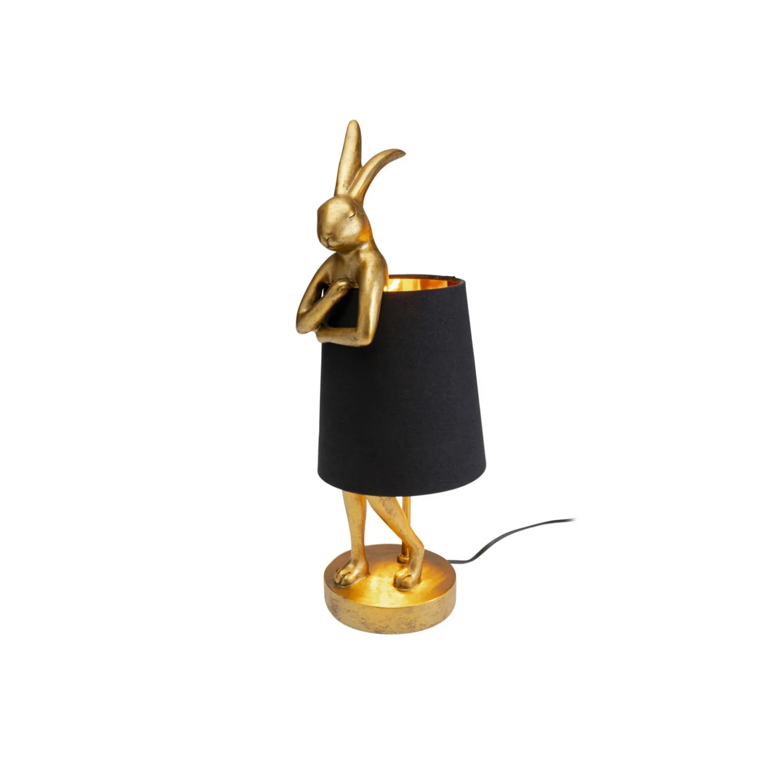 Lámpara de mesa KARE Animal Rabbit, dorada/negra, 50 cm, E14