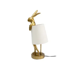 Lámpara de mesa KARE Animal Rabbit, dorada/blanca, altura 50 cm