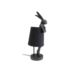 Lámpara de mesa KARE Animal Rabbit, textil, negro, 50 cm, E14