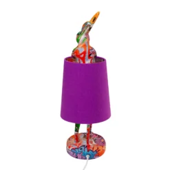 Lámpara de mesa KARE Animal Rabbit, morado/graffiti, 50 cm, E14