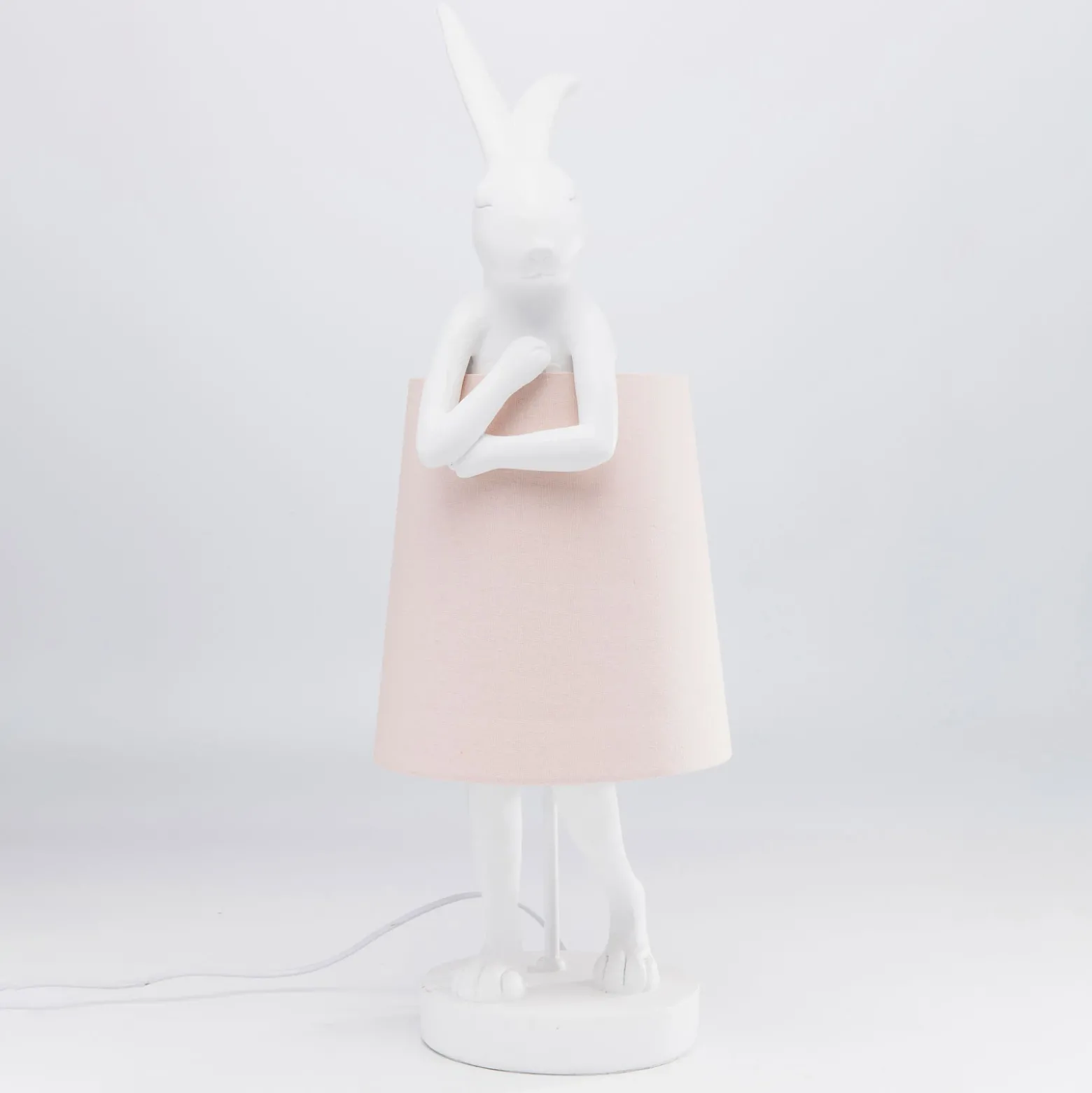 Lámpara de mesa KARE Animal Rabbit, blanco/rosa, 68 cm, E14