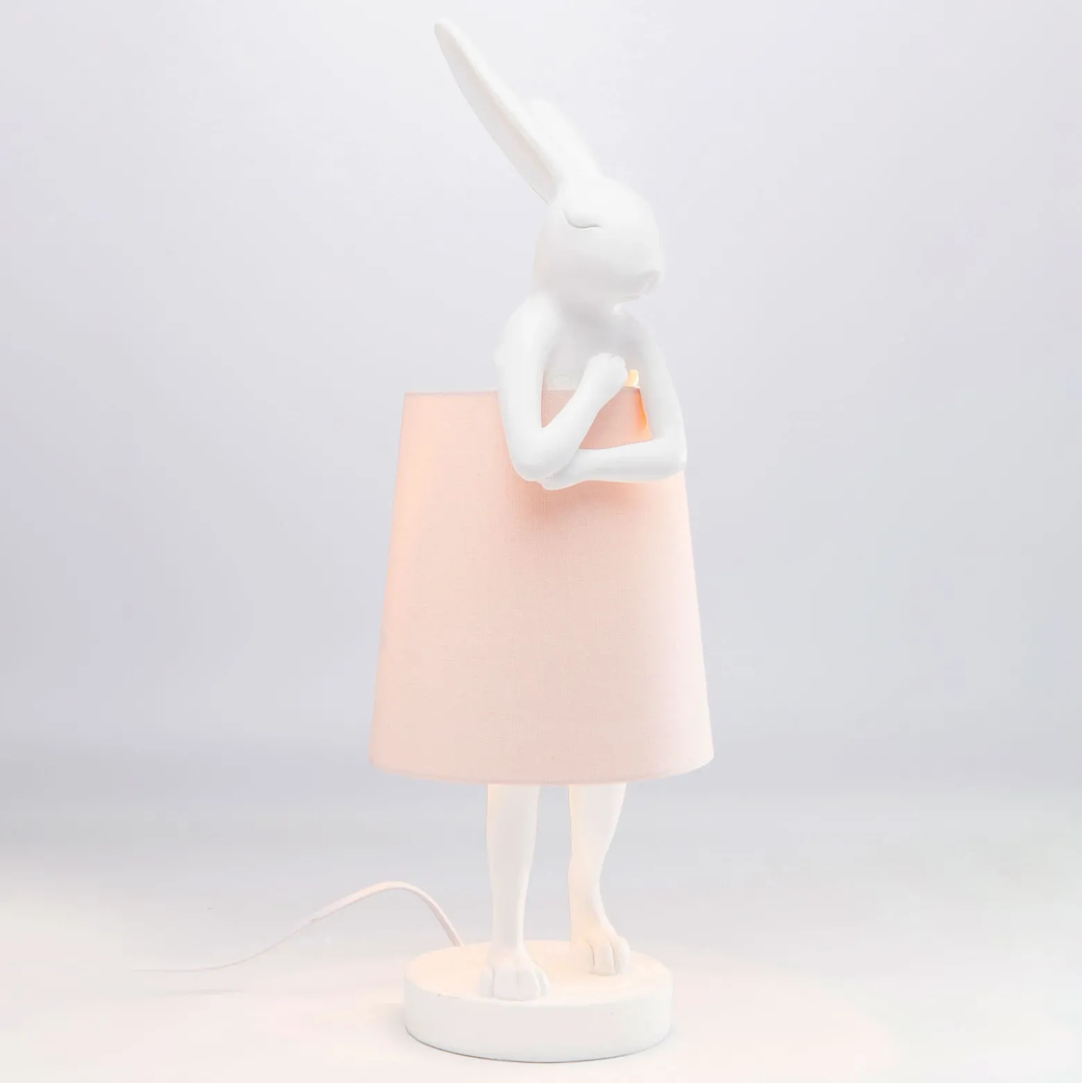 Lámpara de mesa KARE Animal Rabbit, blanco/rosa, 68 cm, E14