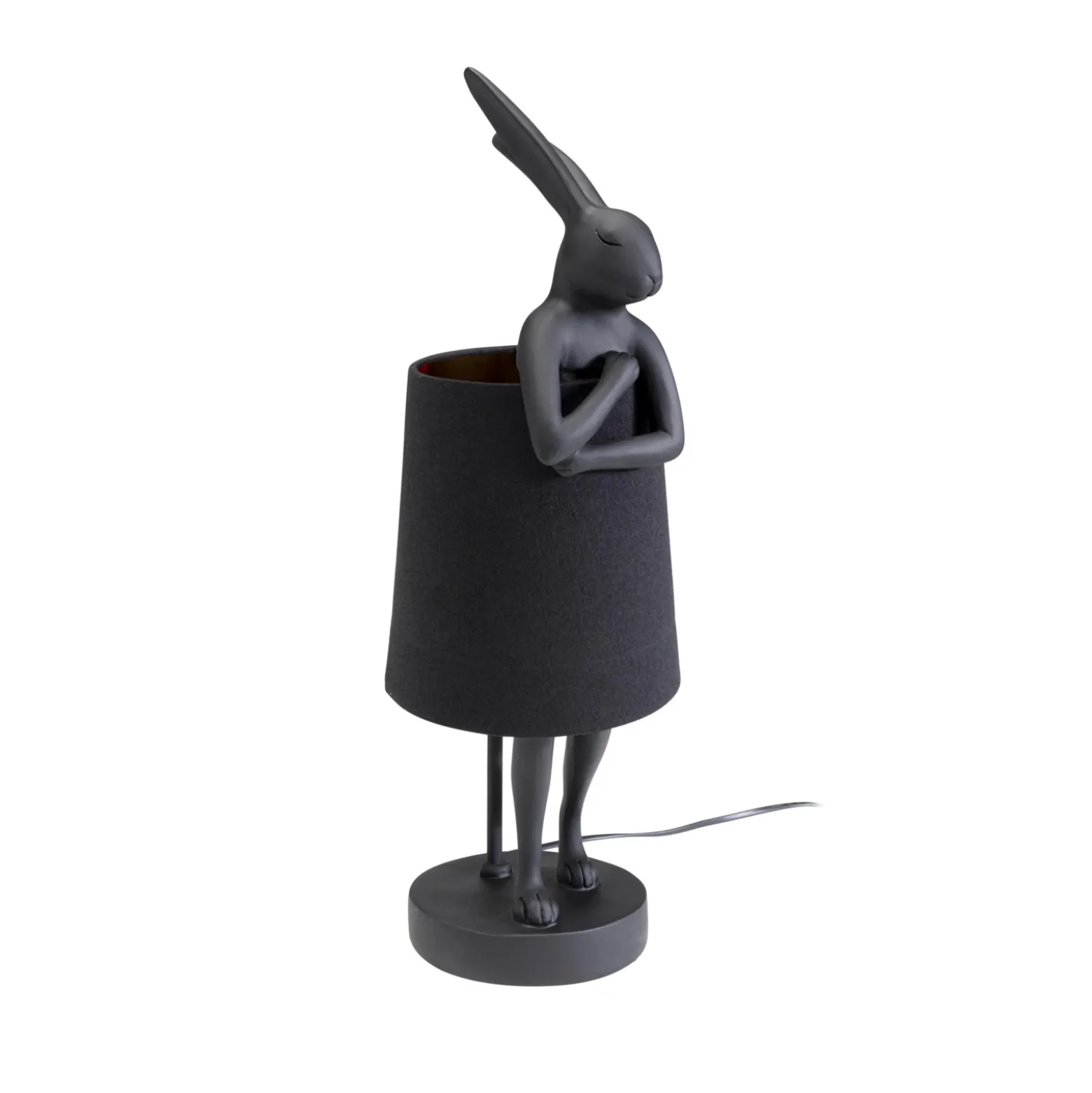Lámpara de mesa KARE Animal Rabbit, textil, negro, 50 cm, E14