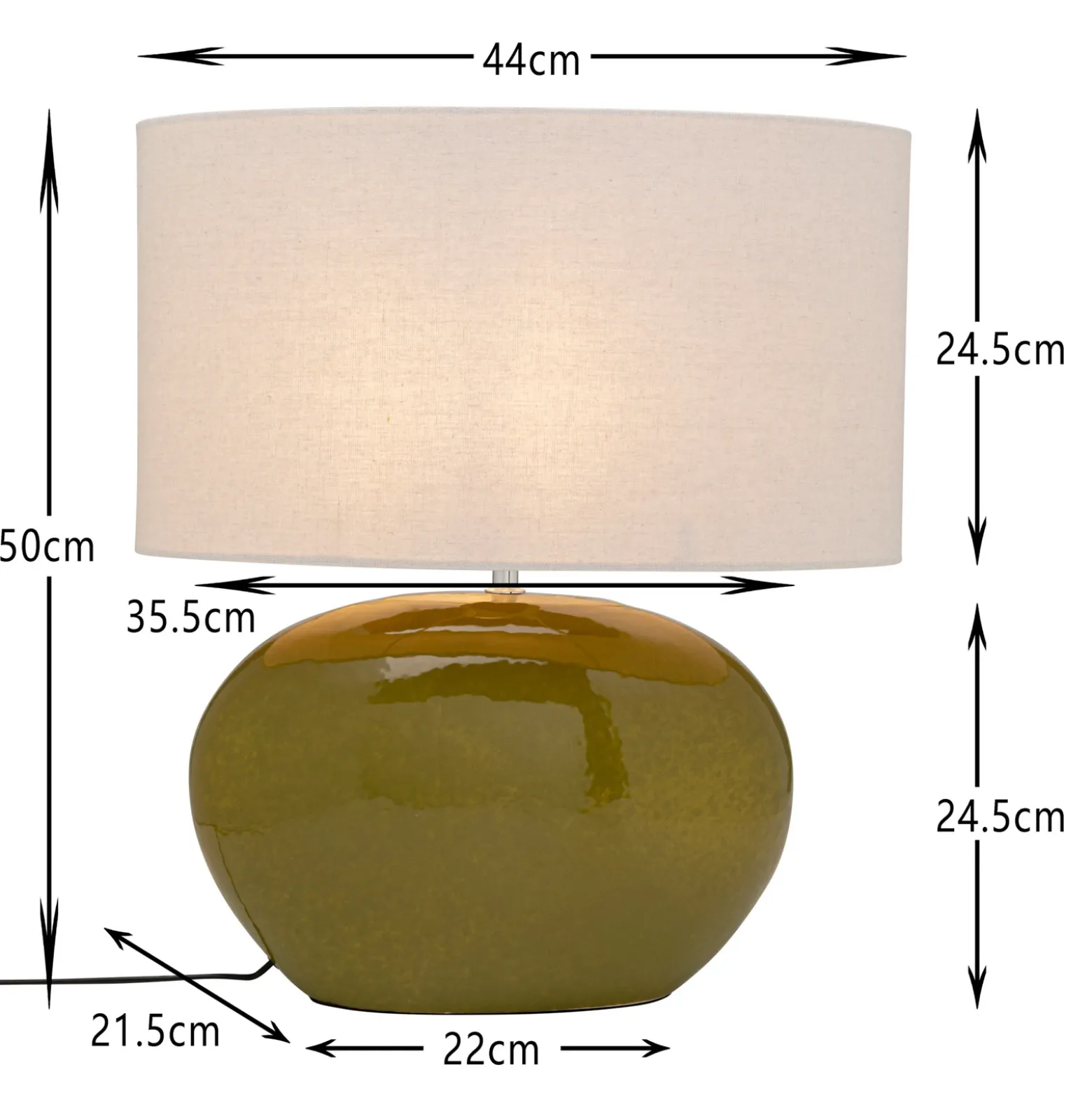 Lámpara de mesa KARE Beo, verde, algodón, altura 50 cm, casquillo E27