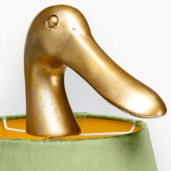 Lámpara de mesa KARE «Duck», verde, lino, altura 61 cm, E27