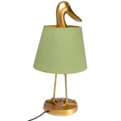 Lámpara de mesa KARE «Duck», verde, lino, altura 61 cm, E27