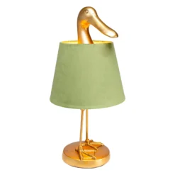 Lámpara de mesa KARE «Duck», verde, lino, altura 61 cm, E27