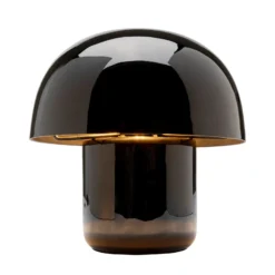 Lámpara de mesa KARE Mushroom, negra, metal, 20 cm, E14