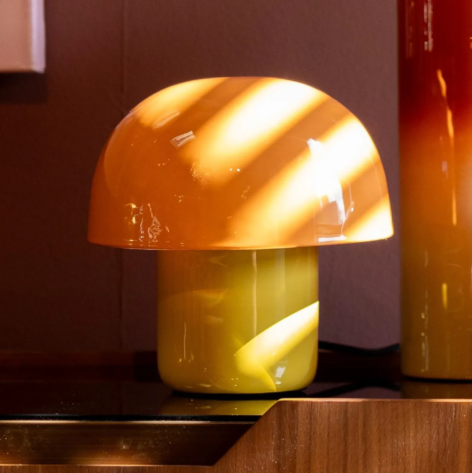 Lámpara de mesa KARE Mushroom, naranja, metal, 20 cm, E14