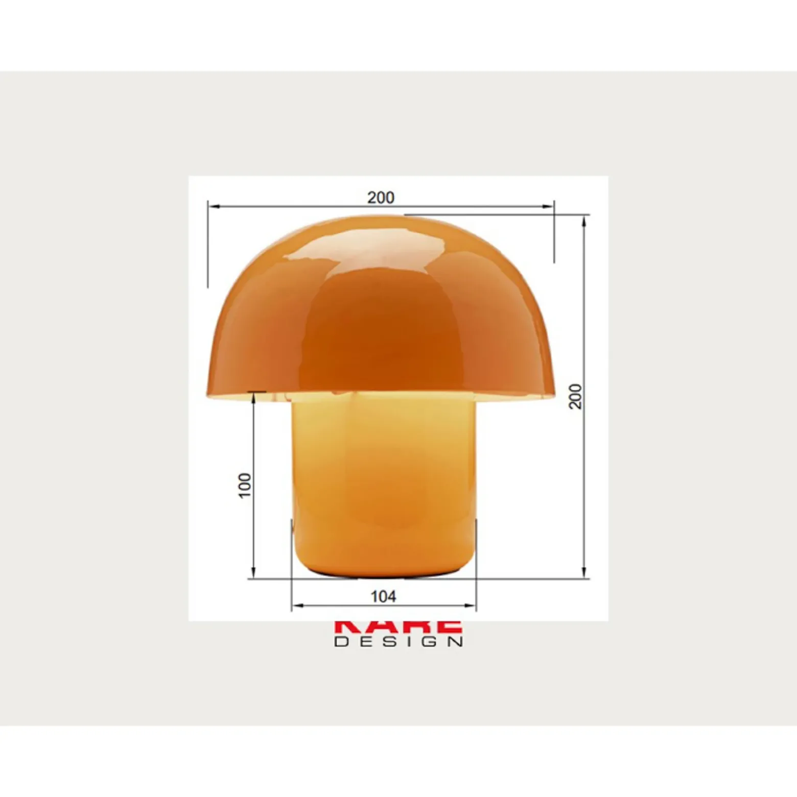 Lámpara de mesa KARE Mushroom, naranja, metal, 20 cm, E14