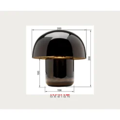 Lámpara de mesa KARE Mushroom, negra, metal, 20 cm, E14