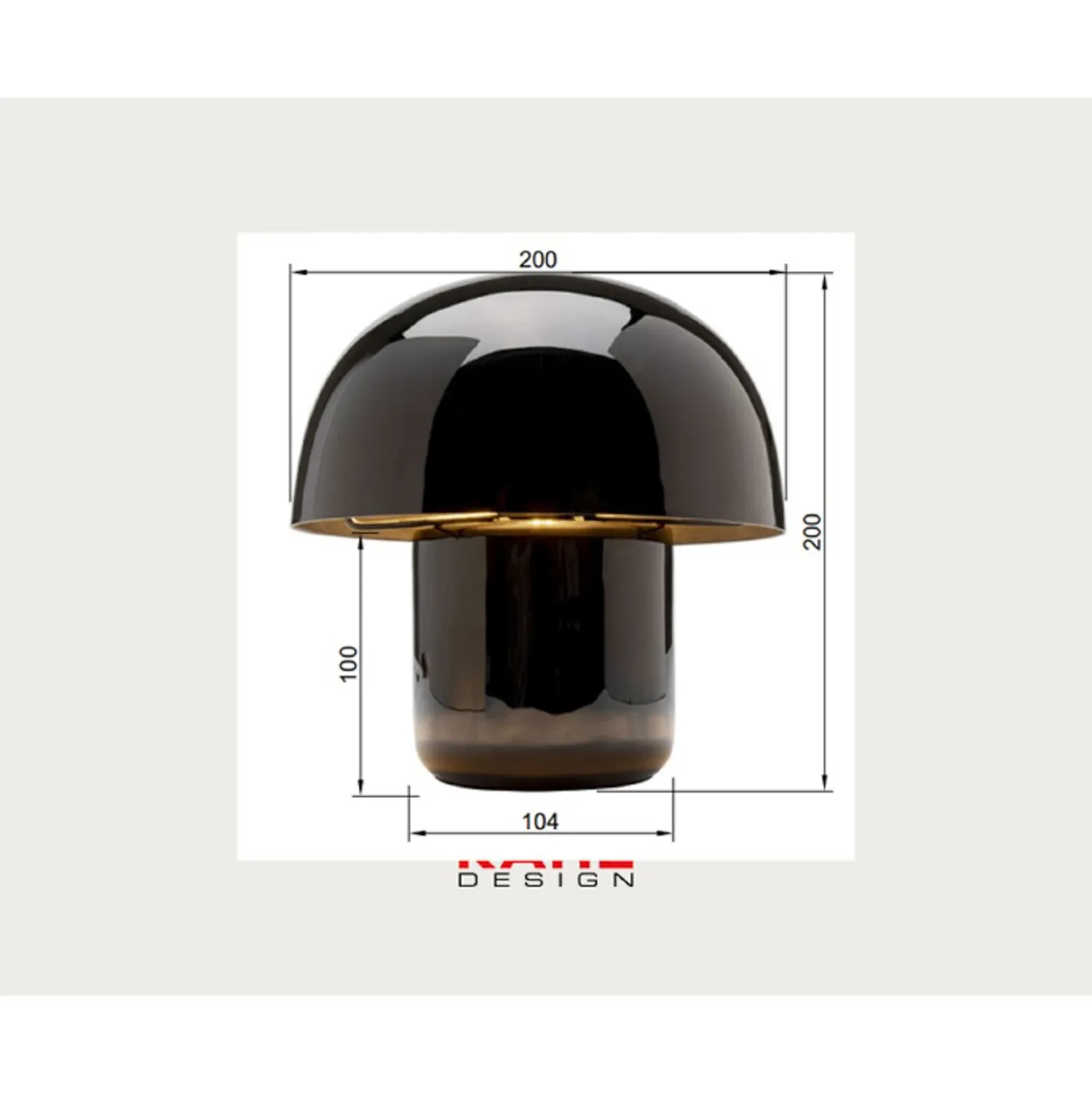 Lámpara de mesa KARE Mushroom, negra, metal, 20 cm, E14