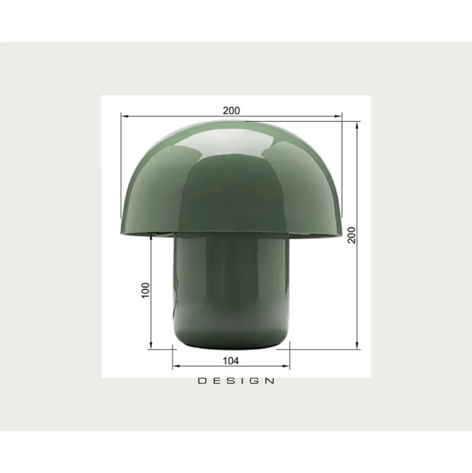 Lámpara de mesa KARE Mushroom, verde salvia, metal, 20 cm, E14