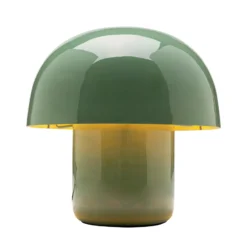 Lámpara de mesa KARE Mushroom, verde salvia, metal, 20 cm, E14