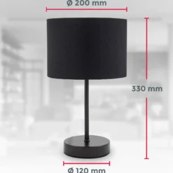 Lámpara de mesa Kari, negro/dorado, altura 33 cm, textil, E27