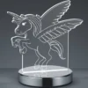 Lámpara de mesa Karo con holograma 3D, unicornio