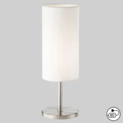 Lámpara de mesa Kira pantalla textil níquel/blanco