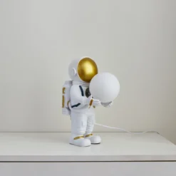 Lámpara de mesa Kosmo de Lindby, blanco/dorado, cerámica, vidrio
