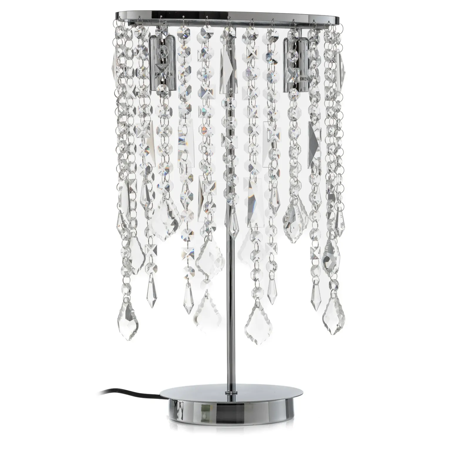 Lámpara de mesa Laila con cristal colgante, 2 luces