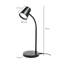 Lámpara de mesa LED Ailina de Lindby, altura 36 cm, negra, atenuable