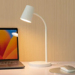 Lámpara de mesa LED Ailina de Lindby, altura 36 cm, blanca, atenuable