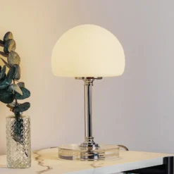 Lámpara de mesa LED Ancilla, cromada, regulador de intensidad de 30 cm,