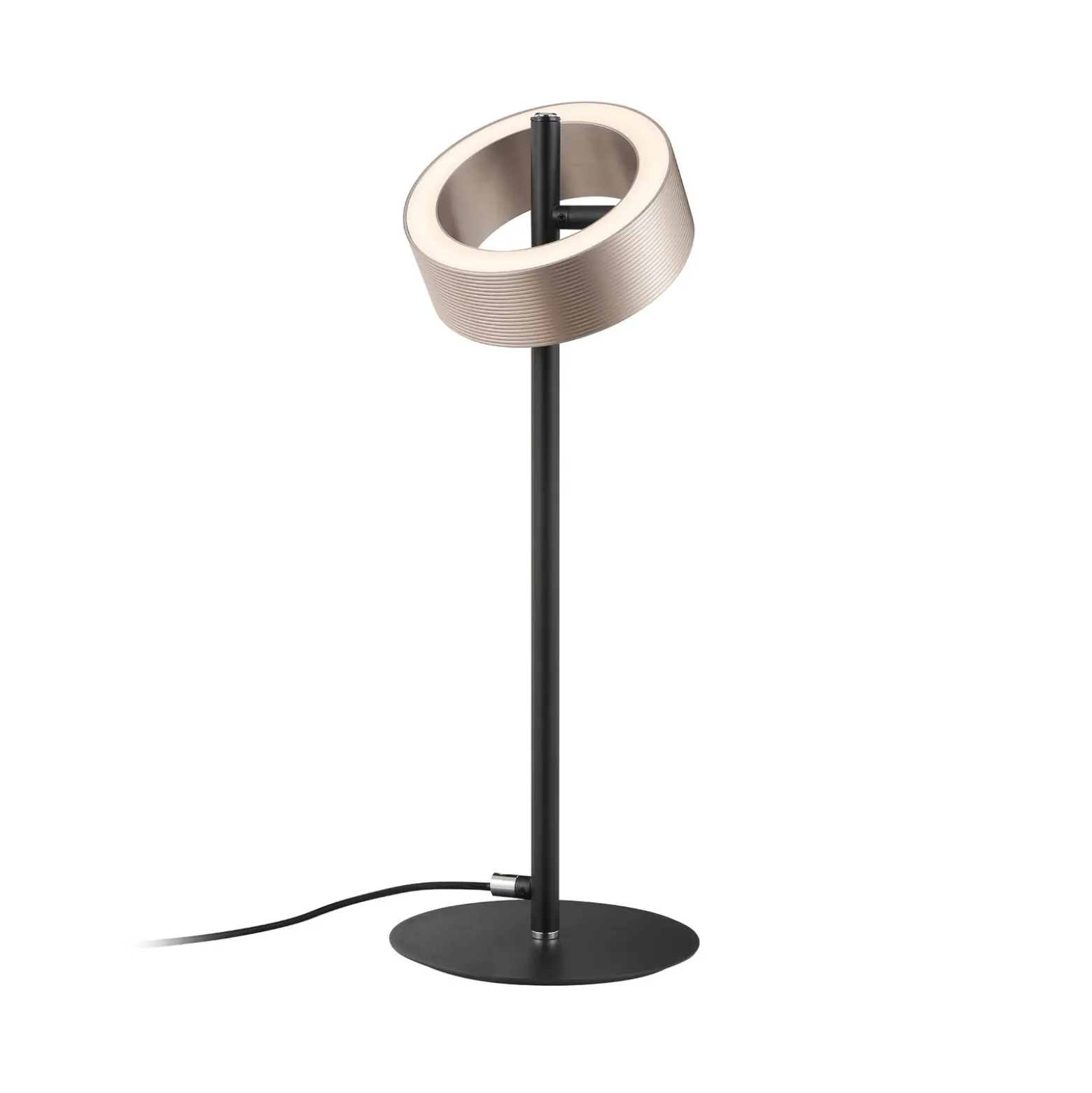 Lámpara de mesa LED Axion, negra/marrón, altura 45 cm, CCT