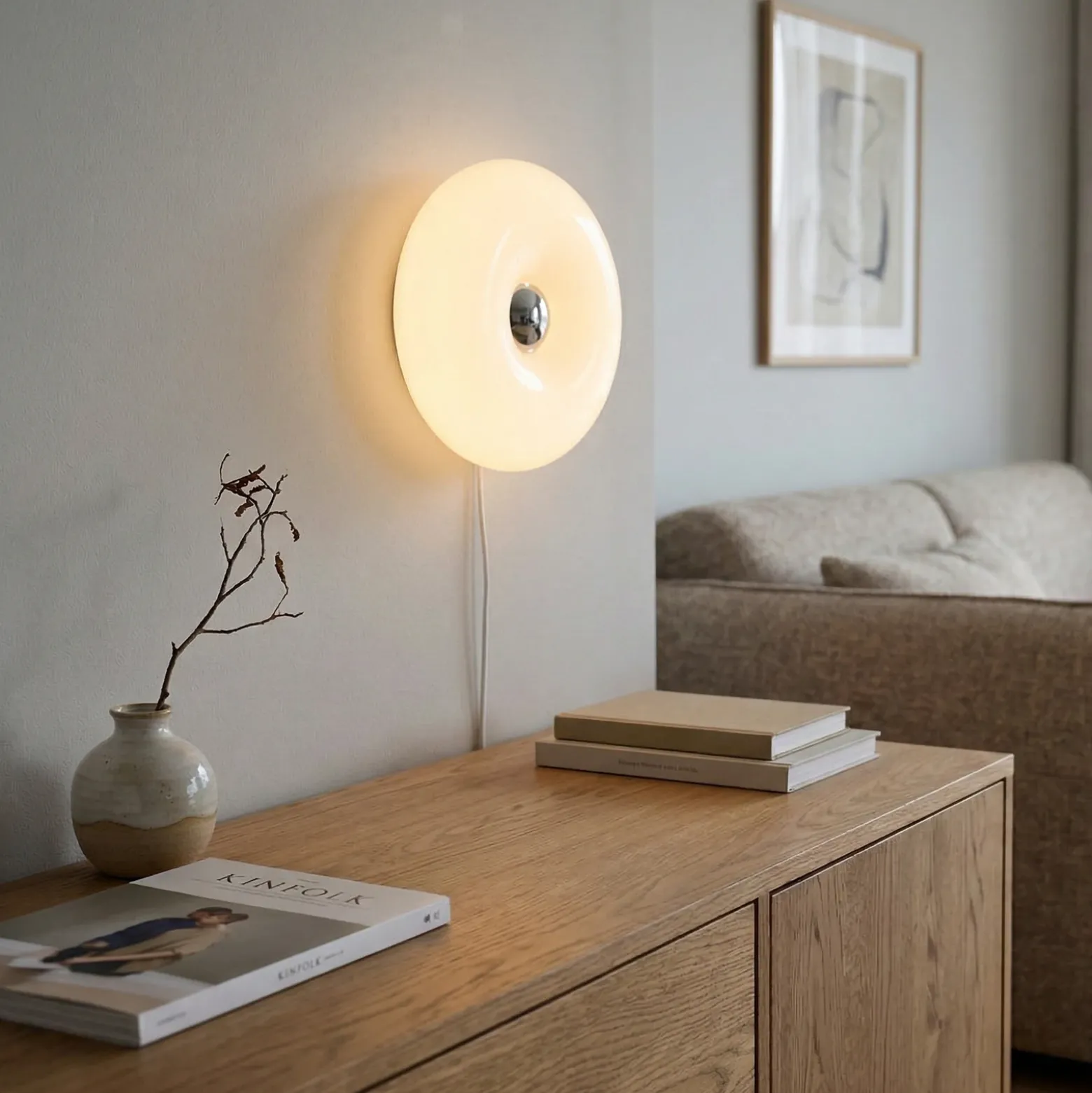 Lámpara de mesa LED Basile, blanca, de cristal, 2.700 K
