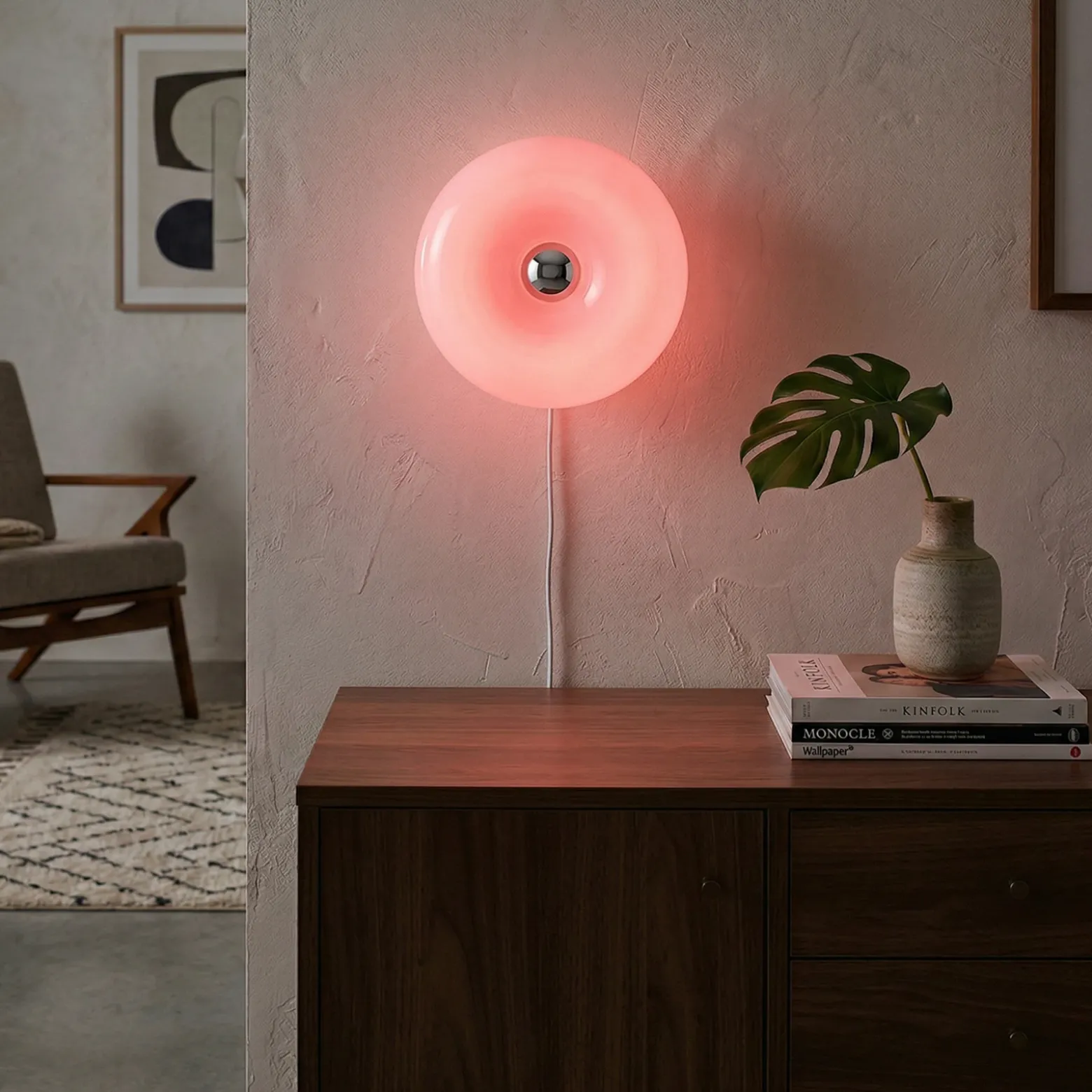 Lámpara de mesa LED Basile, violeta, cristal, 2.700 K