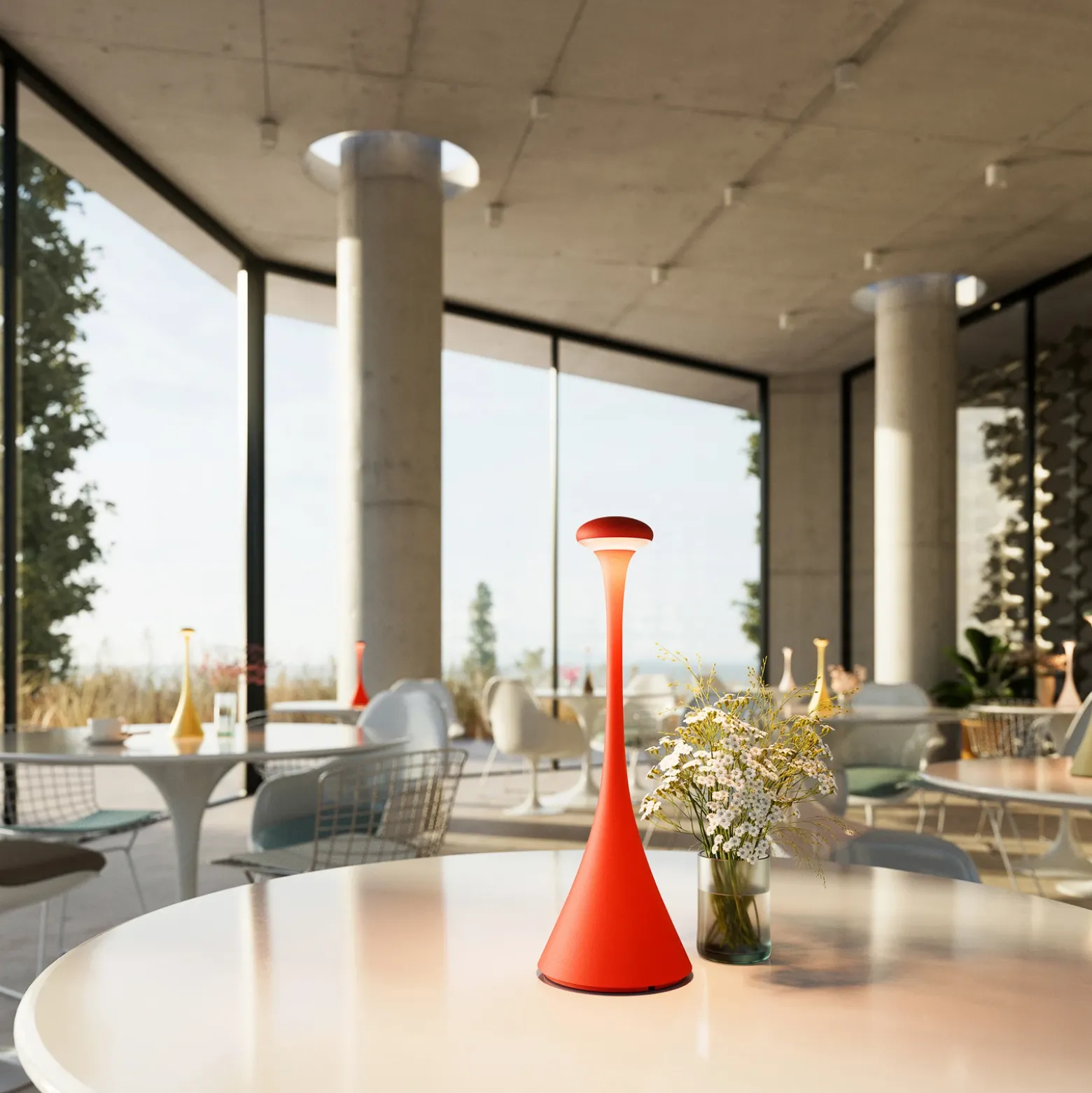 Lámpara de mesa LED batería Nudrop IP54 rojo fuego
