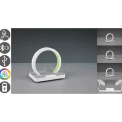 Lámpara de mesa LED Beat batería, RGBW blanco mate