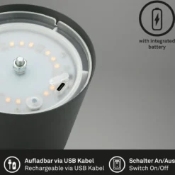 Lámpara de mesa LED con batería 7508015, antracita 2.700 K IP44 Touchdim