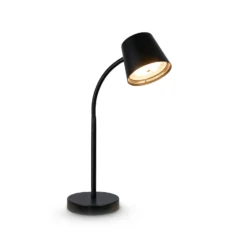 Lámpara de mesa LED con batería Biwo, negra, regulador táctil, metal