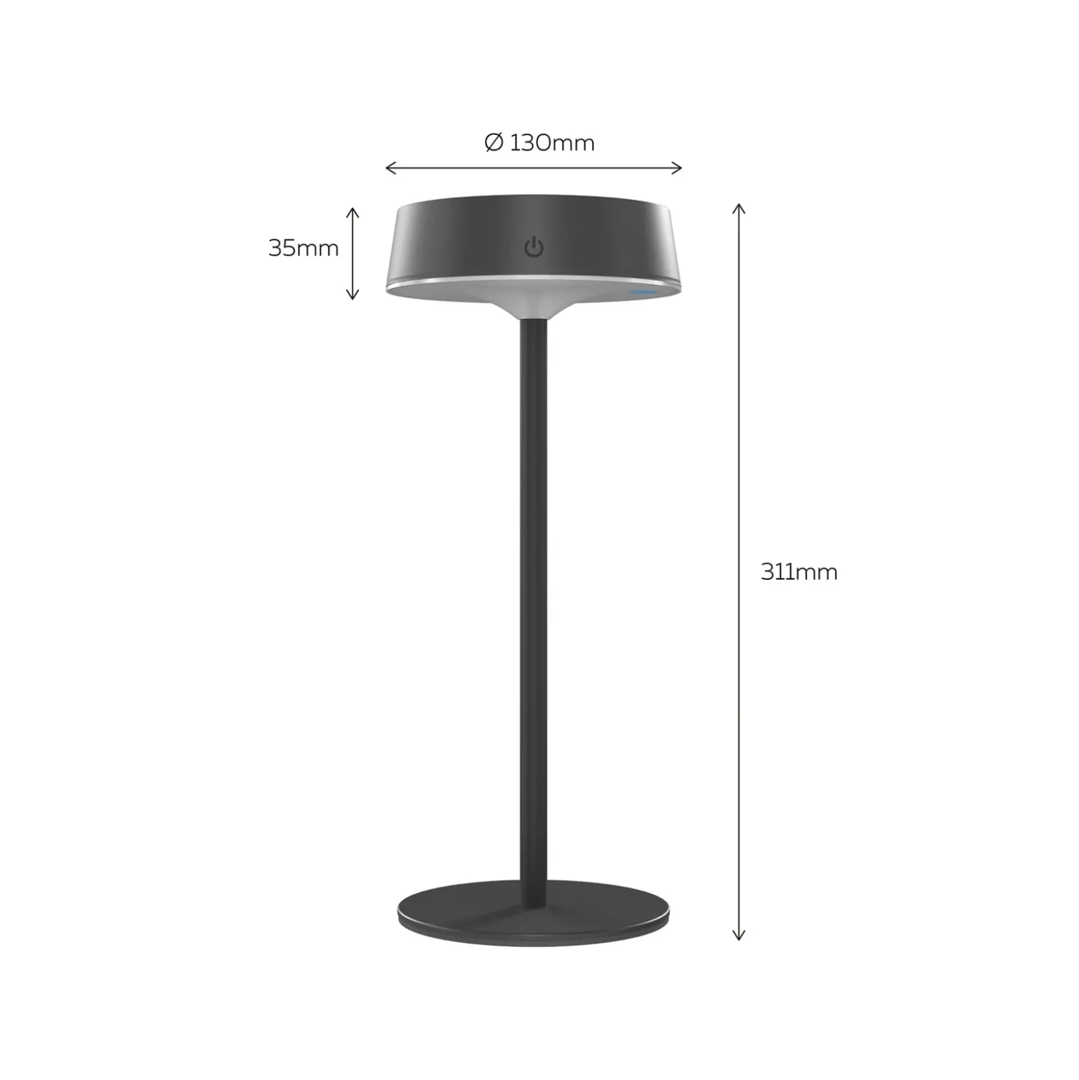 Lámpara de mesa LED con batería recargable Calex Parma, atenuable, negro