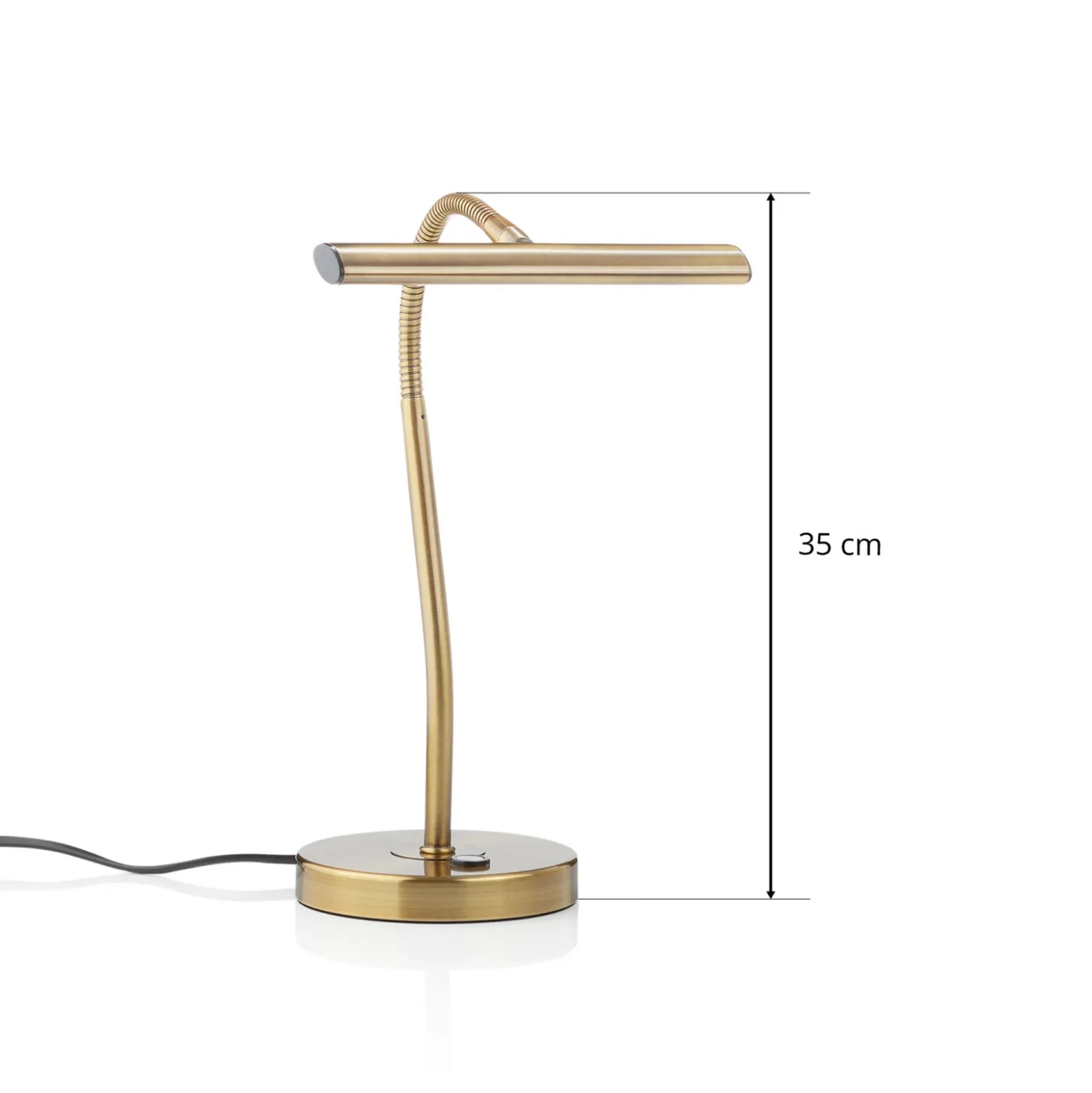 Lámpara de mesa LED curvable Curtis, latón envejecido