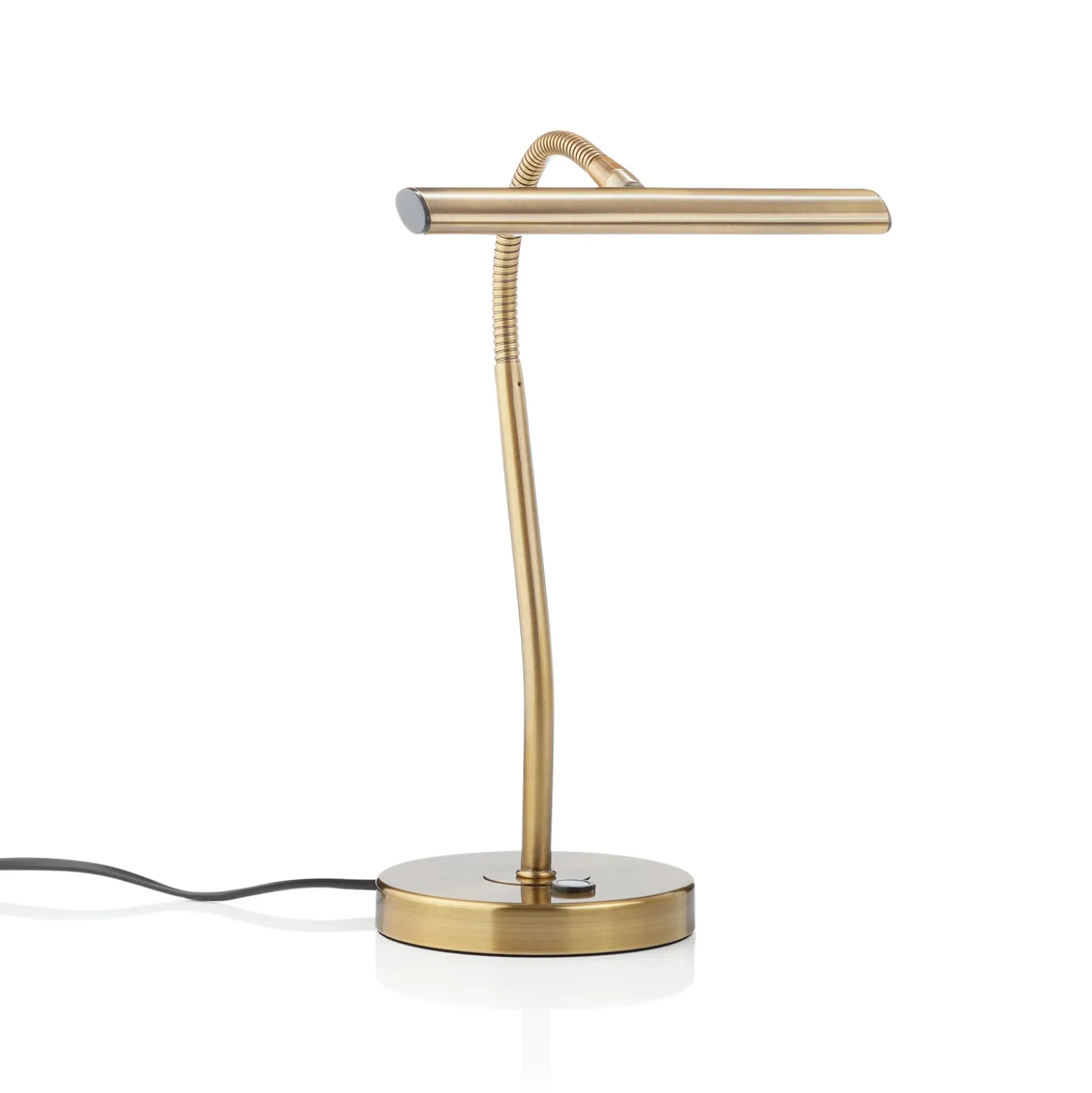 Lámpara de mesa LED curvable Curtis, latón envejecido
