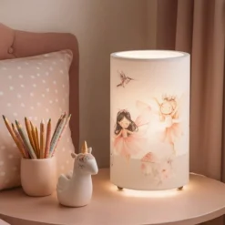Lámpara de mesa LED «Feenwelt», blanca/rosa, altura 25 cm