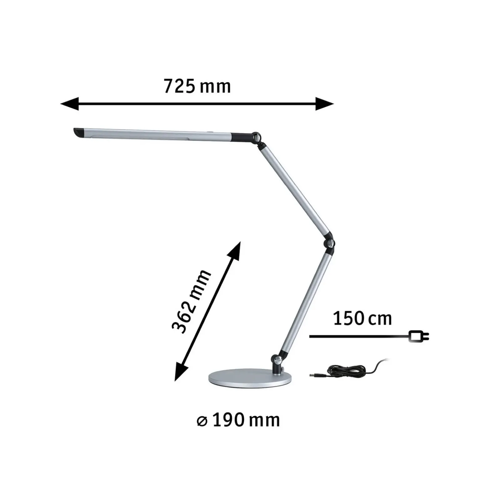 Lámpara de mesa LED FlexBar de Paulmann, plateada, 36 cm, CCT